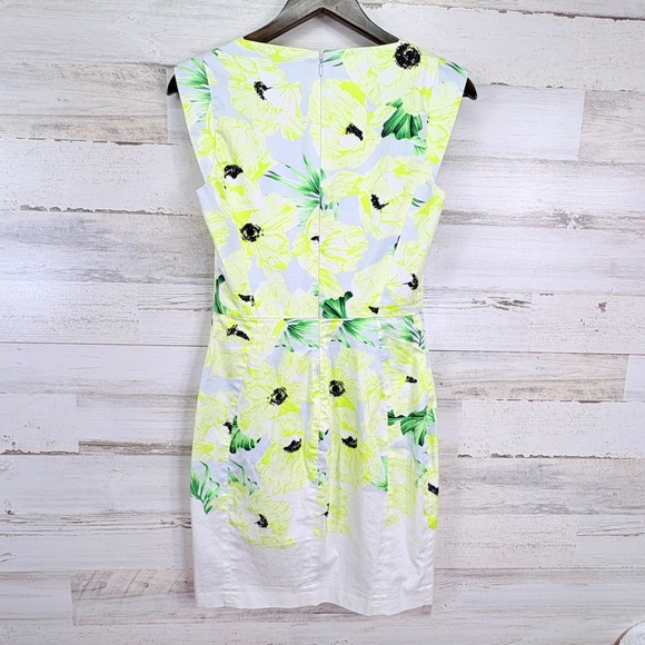French Connection‎ Floral Print Sleeveless Sheath Pencil Dress Sz 6 Yellow Green - Picture 2 of 13